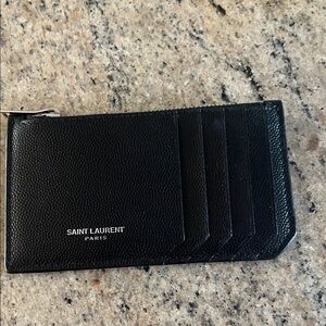 Saint Laurent Black Textured Card Holder